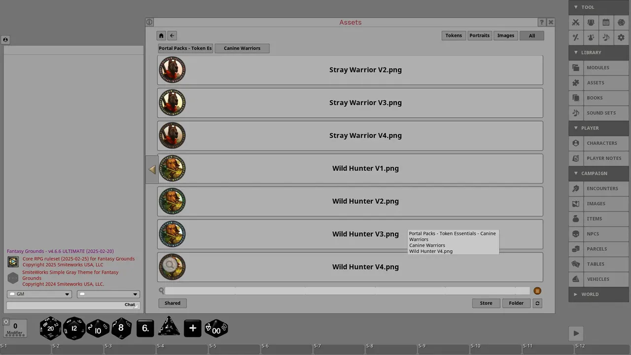 Fantasy Grounds - Portal Packs - Token Essentials: Canine Warriors Screenshot 0