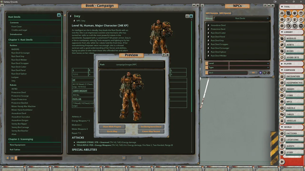 Fantasy Grounds - Fallout RPG - NPC Pack 1 - The Rust Devils Screenshot 4