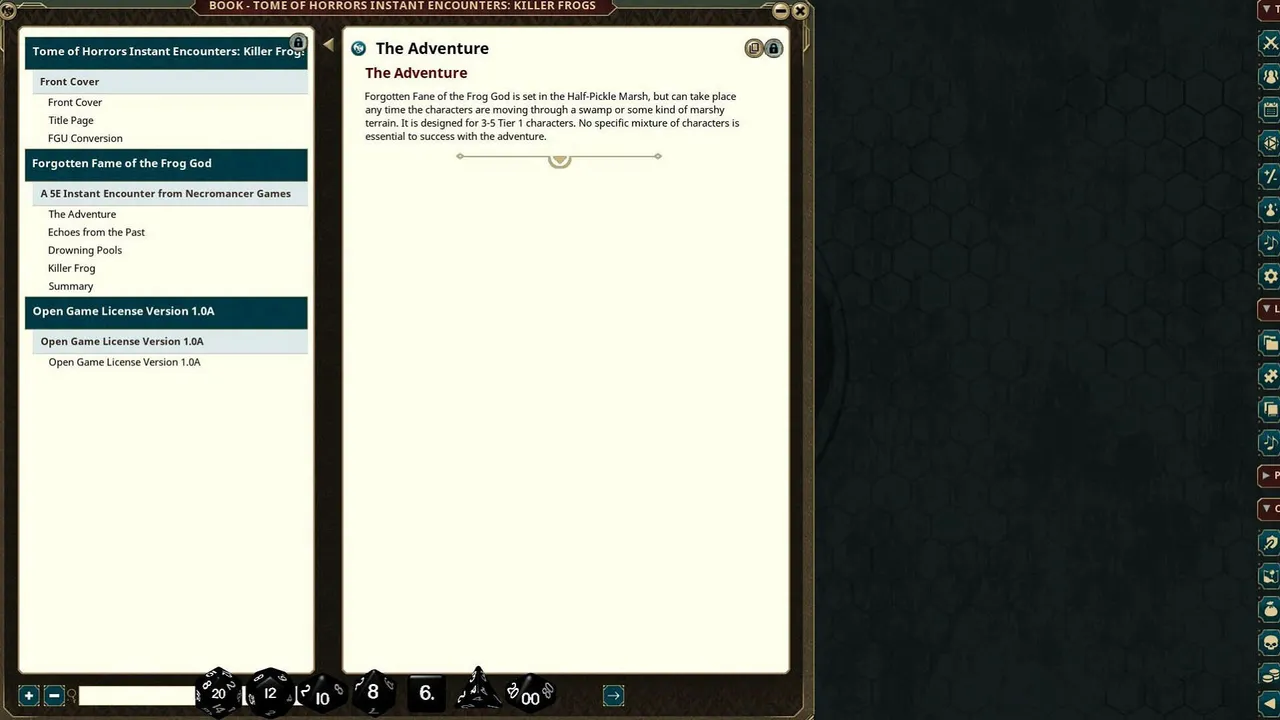 Fantasy Grounds - Tome of Horrors Instant Encounters: Killer Frogs (5E) Screenshot 1