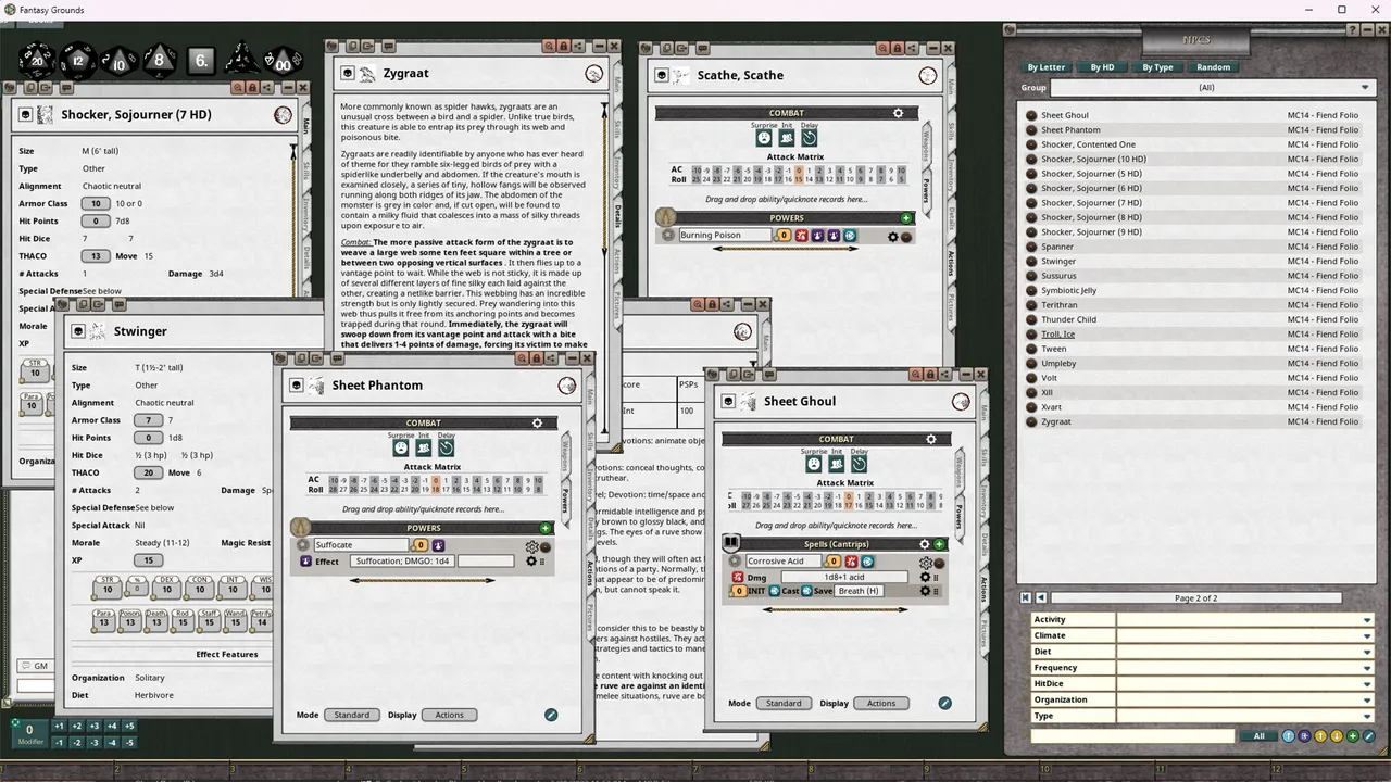 Fantasy Grounds - D&D Classics - MC14 Monstrous Compendium Fiend Folio Appendix (2E) Screenshot 4