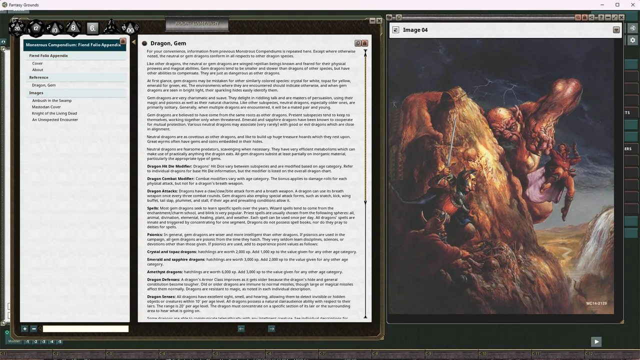Fantasy Grounds - D&D Classics - MC14 Monstrous Compendium Fiend Folio Appendix (2E) Screenshot 1