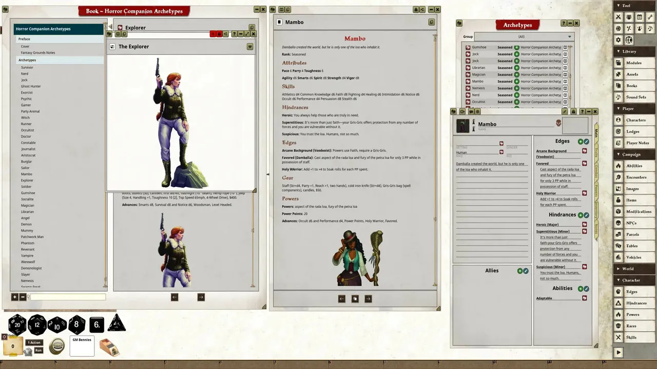 Fantasy Grounds - Horror Companion Archetype Cards Screenshot 0