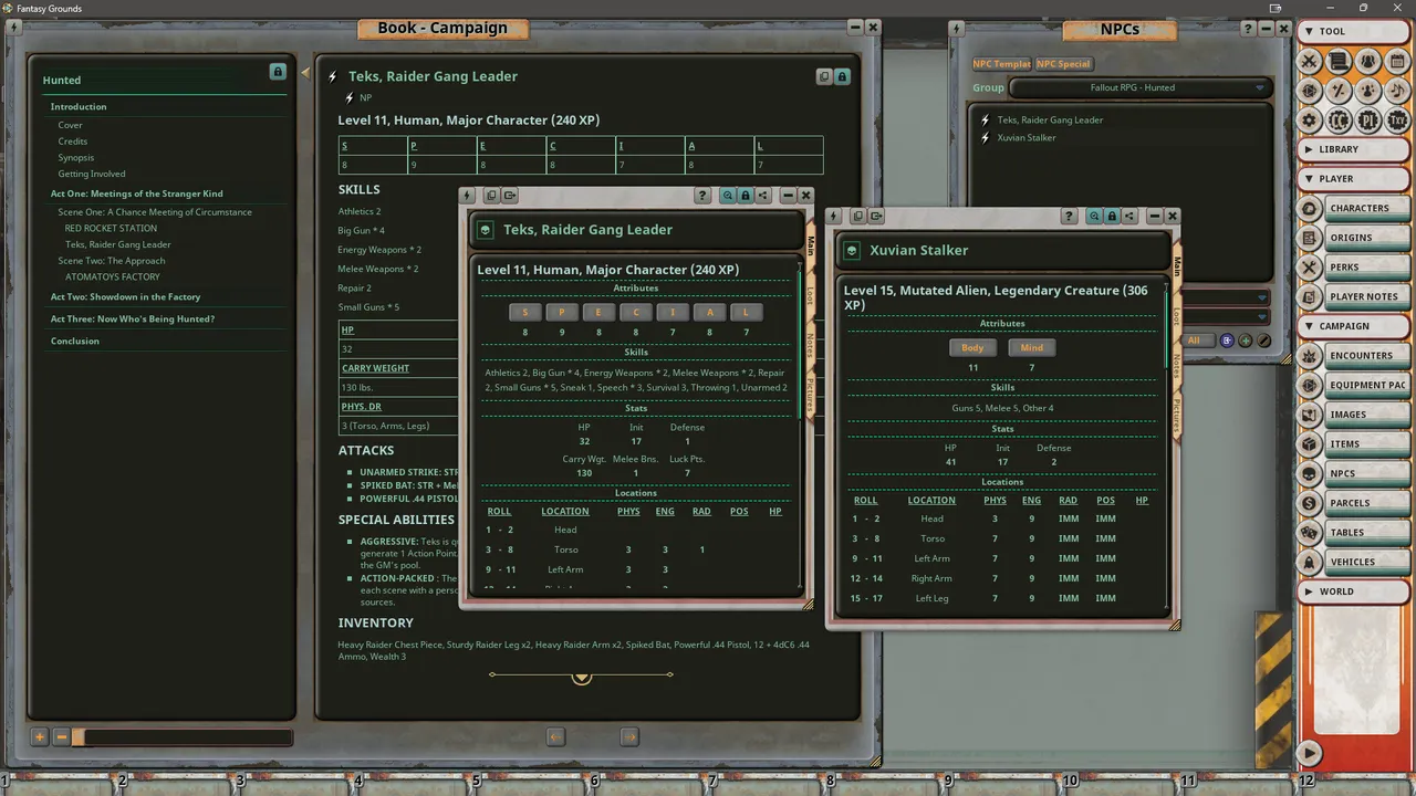 Fantasy Grounds - Fallout RPG - Astoundingly Awesome Tales - Hunted Screenshot 3