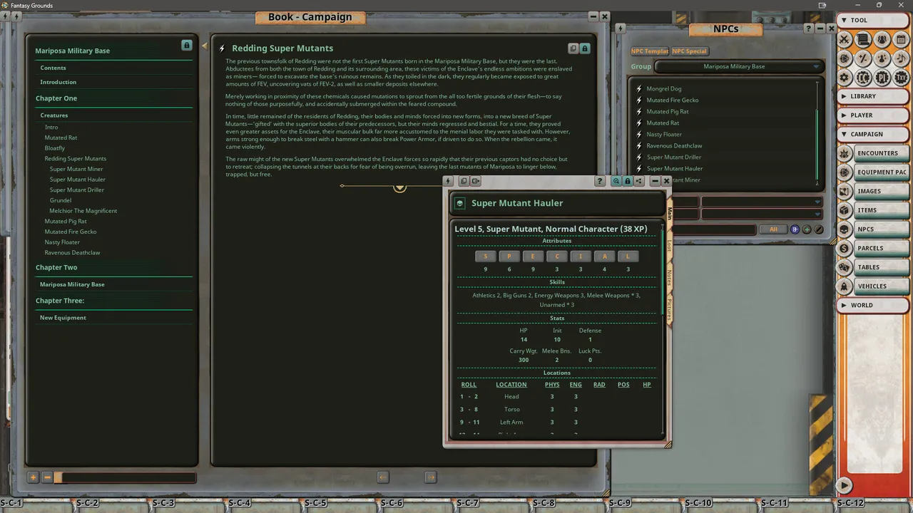 Fantasy Grounds - Fallout RPG - NPC Pack 4 - Mariposa Military Base Screenshot 3
