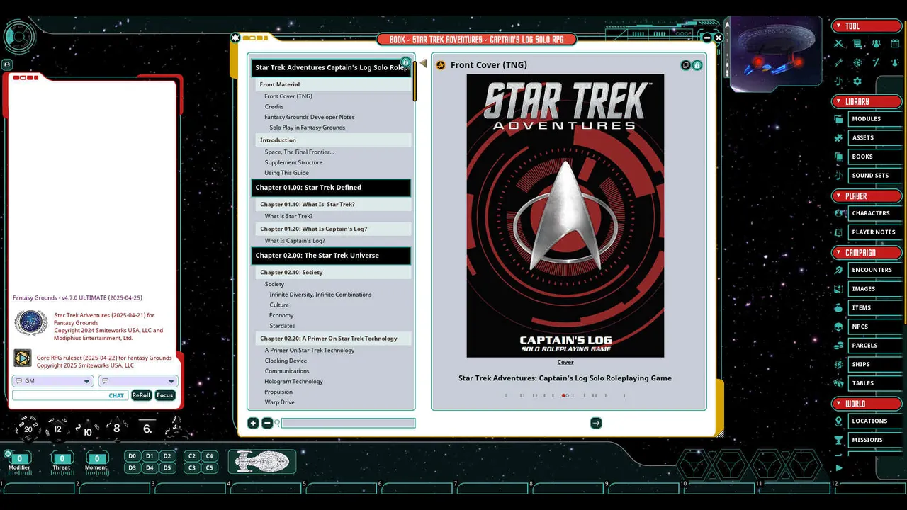 Fantasy Grounds - Star Trek Adventures: Captain's Log Solo Roleplaying Game Screenshot 0