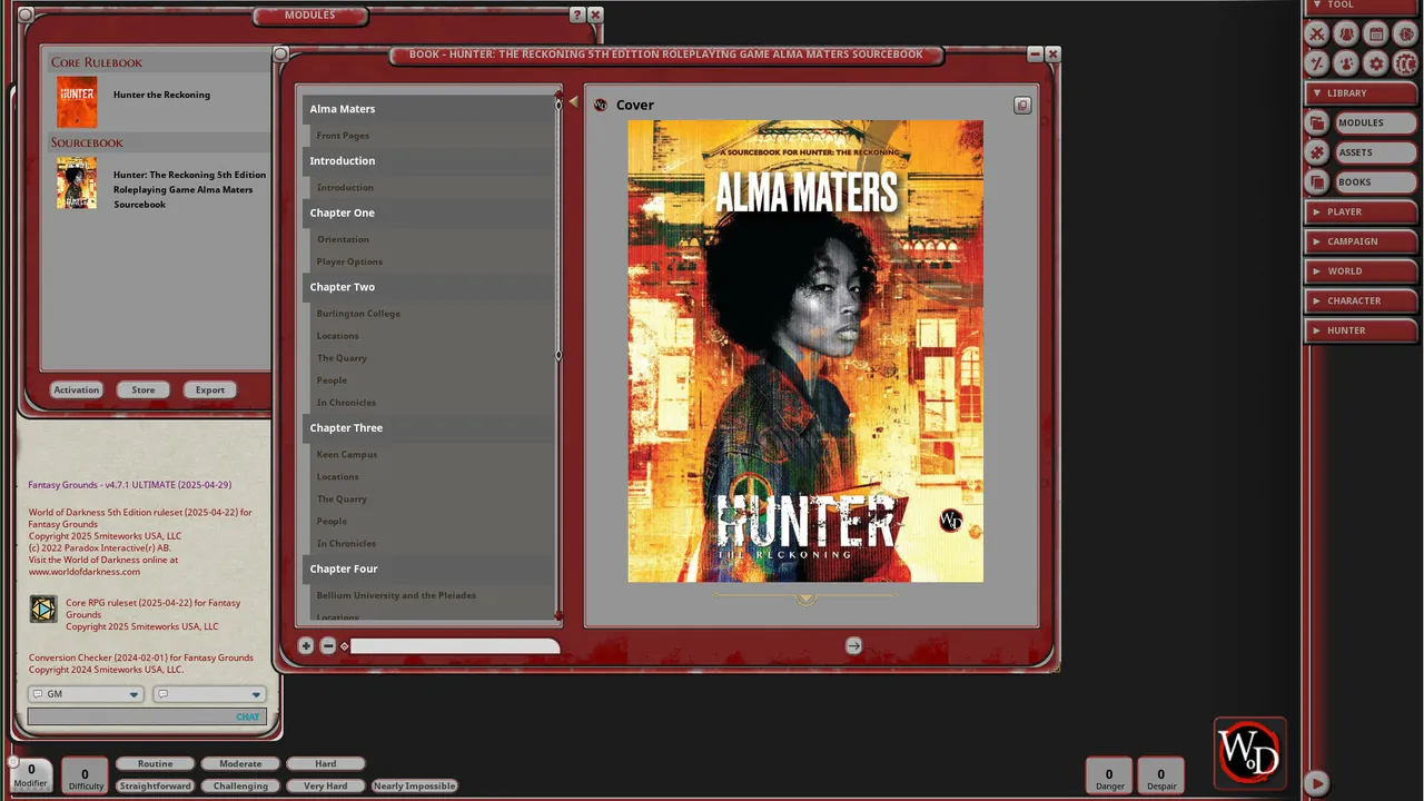 Fantasy Grounds - Hunter: The Reckoning - Alma Maters Screenshot 2