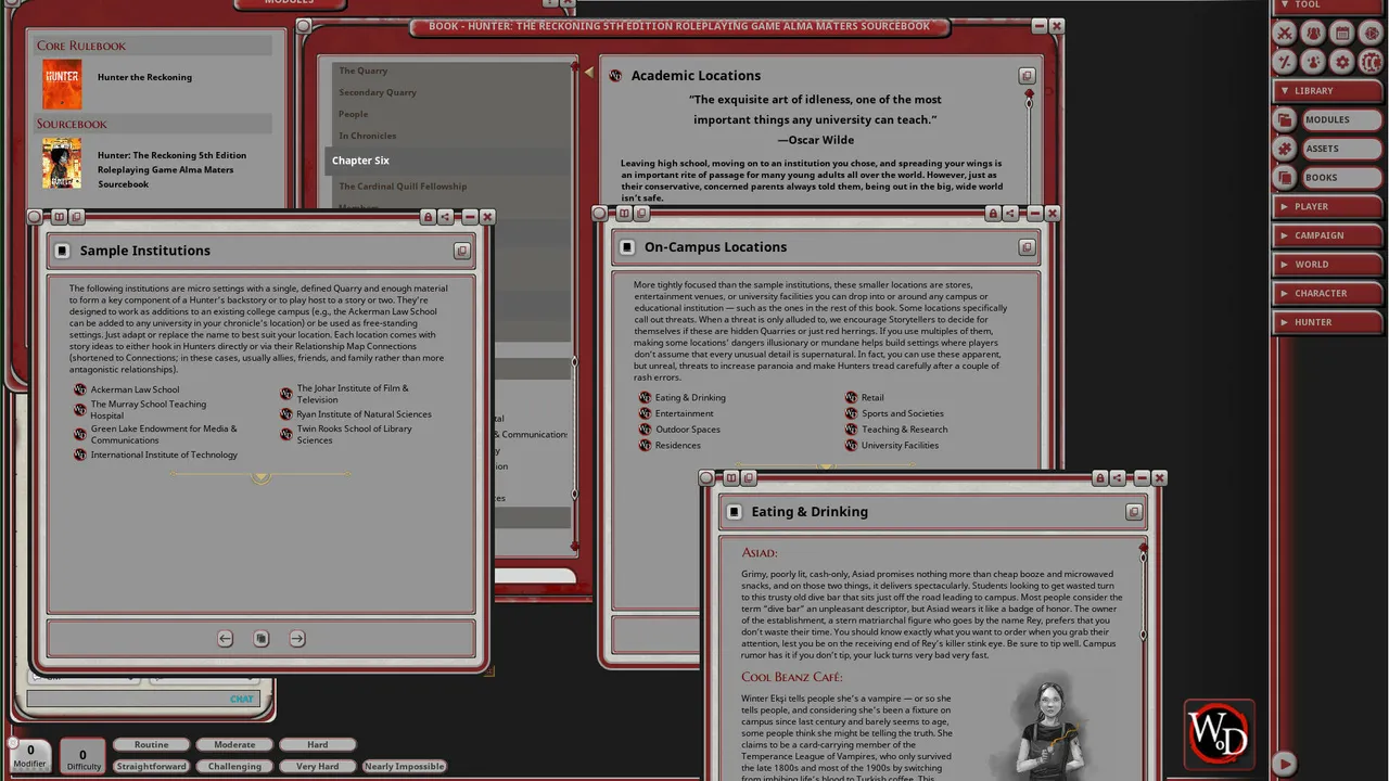 Fantasy Grounds - Hunter: The Reckoning - Alma Maters Screenshot 3