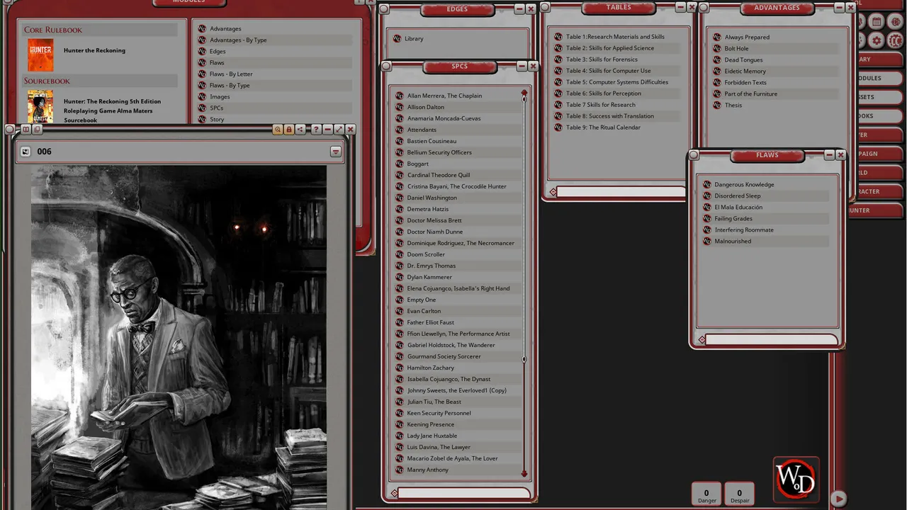 Fantasy Grounds - Hunter: The Reckoning - Alma Maters Screenshot 1