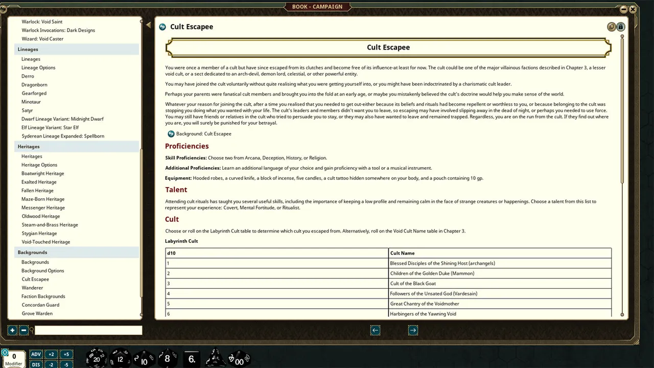 Fantasy Grounds - Labyrinth Worldbook - Players Guide Only Screenshot 2