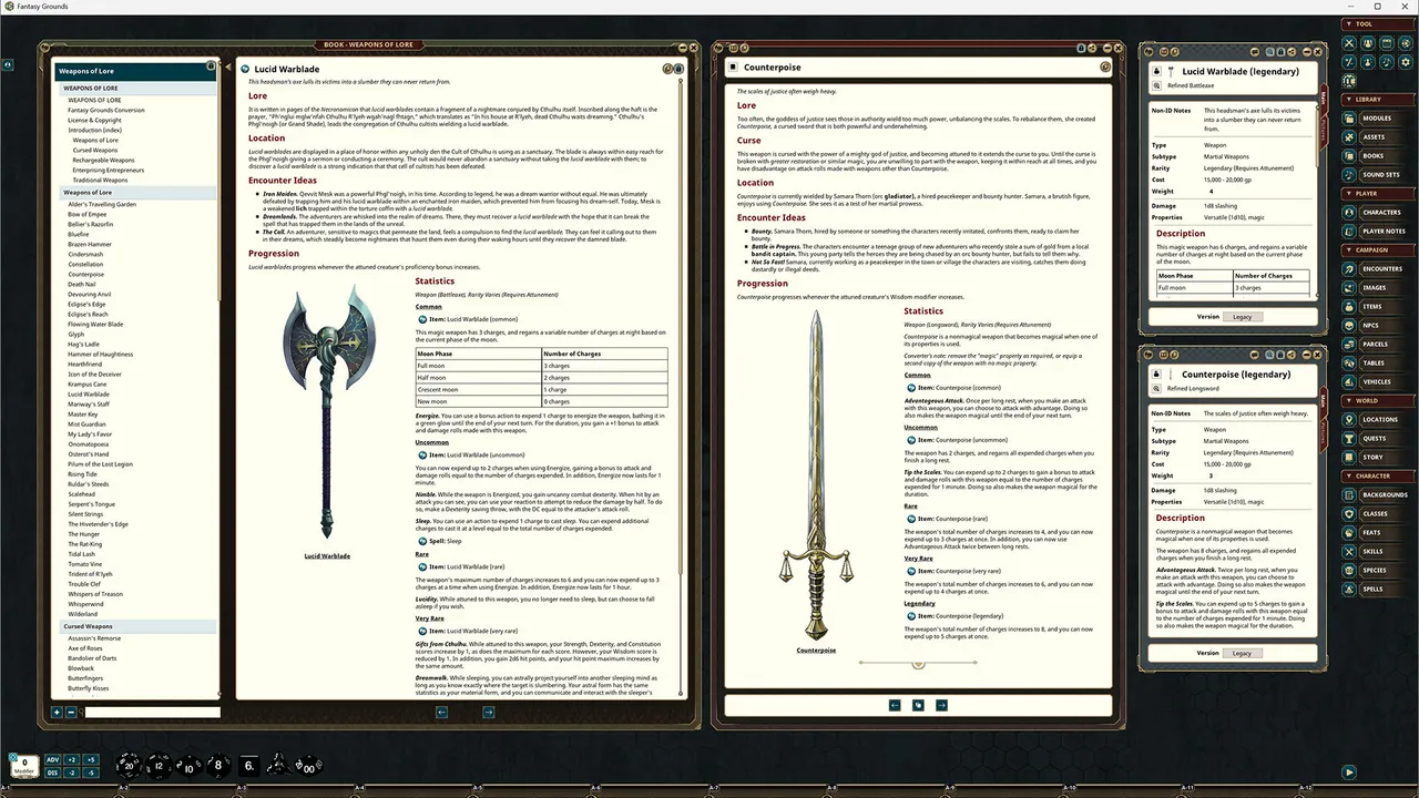 Fantasy Grounds - Weapons of Lore Screenshot 4