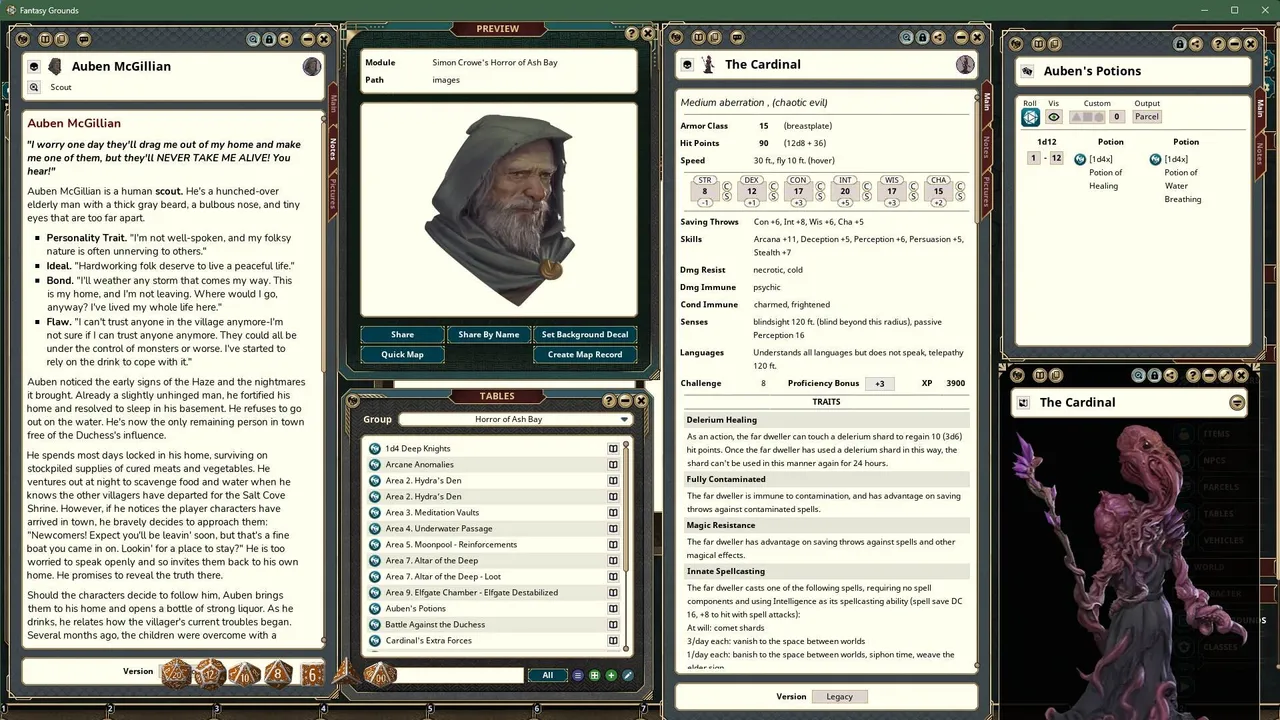 Fantasy Grounds - Sebastian Crowe's Horror of Ash Bay Screenshot 1