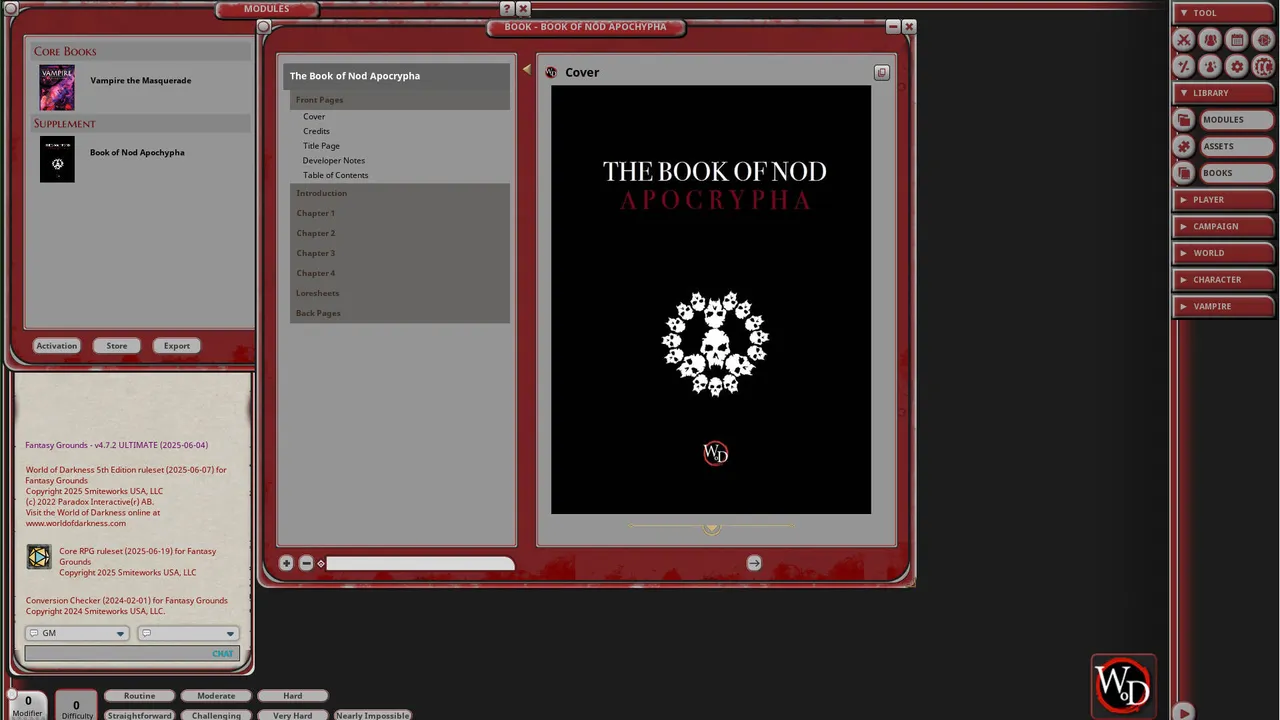 Fantasy Grounds - Vampire: The Masquerade - The Book of Nod Apocrypha Screenshot 0