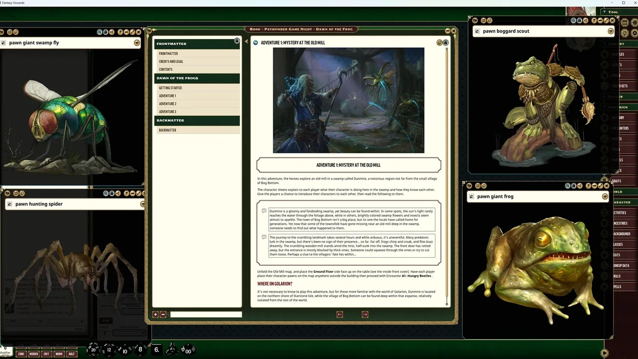 Fantasy Grounds - Pathfinder 2 RPG - Game Night - Dawn of the Frogs Screenshot 1