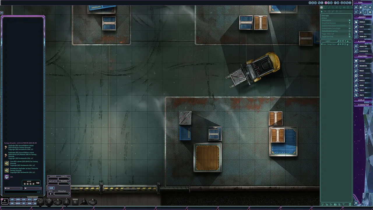 Fantasy Grounds - Starfinder 2 RPG - Flip-Mat: Garage Warehouse Screenshot 1