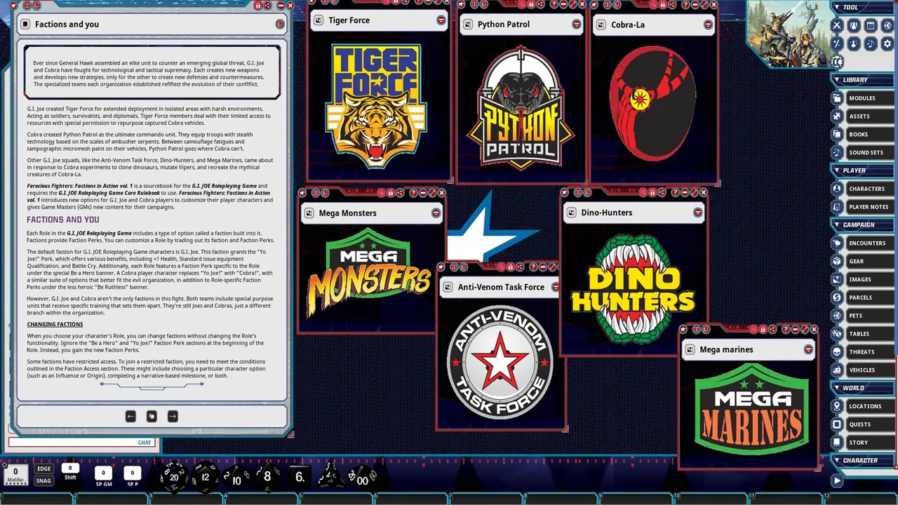 Fantasy Grounds - G.I. JOE Roleplaying Game Ferocious Fighters: Factions in Action Vol. 1 Screenshot 0