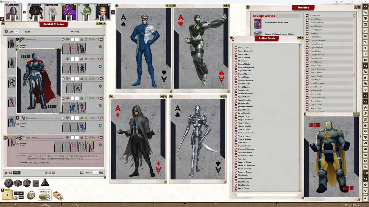 Fantasy Grounds - Savage Worlds - Necessary Evil Action Deck Screenshot 1