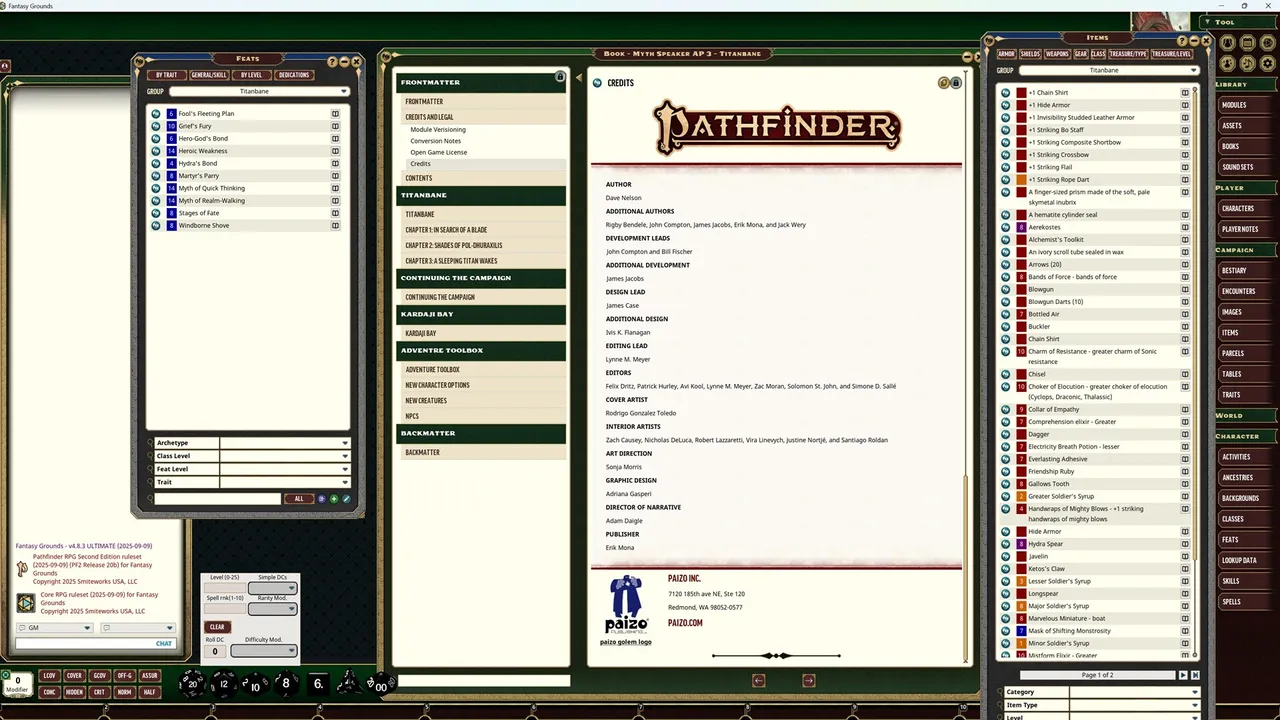 Fantasy Grounds - Pathfinder 2 RPG - Myth-Speaker Adventure Path: Titanbane (3 of 3) Screenshot 1