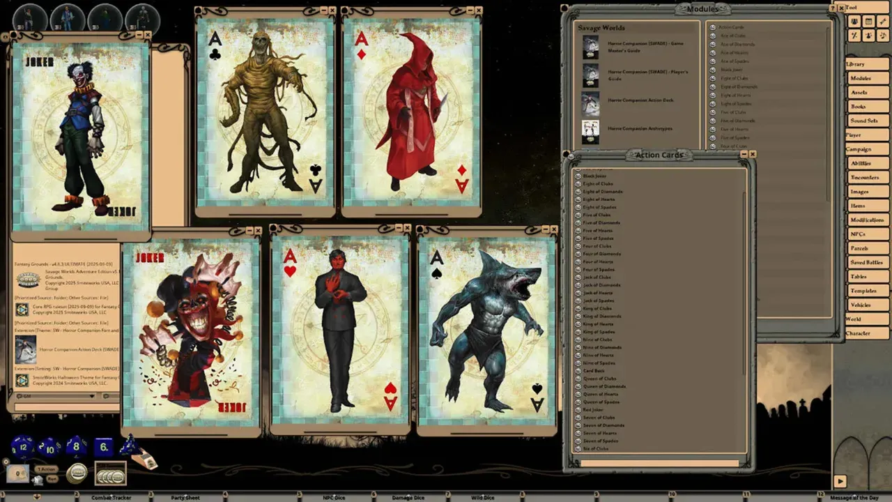 Fantasy Grounds - Savage Worlds - Horror Companion Action Deck Screenshot 3
