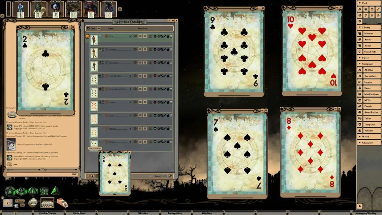 Fantasy Grounds - Savage Worlds - Horror Companion Action Deck Screenshot 2