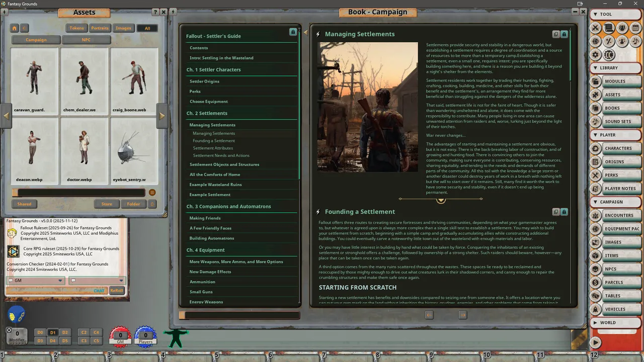 Fantasy Grounds - Fallout RPG - Settler's Guide Book Screenshot 3