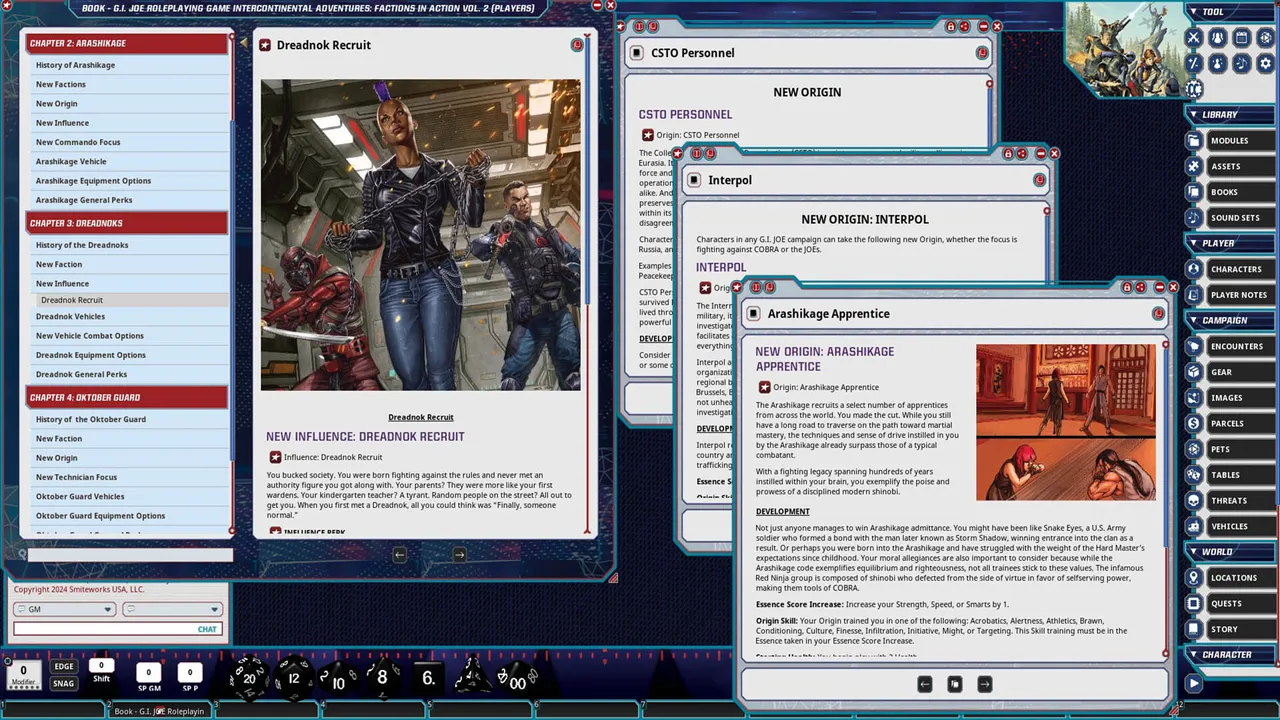 Fantasy Grounds - G.I. JOE Roleplaying Game Intercontinental Adventures: Factions in Action Vol. 2 Screenshot 3