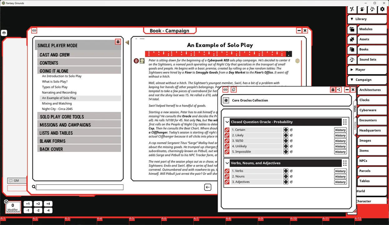 Fantasy Grounds - Cyberpunk RED - Single Player Mode Screenshot 2