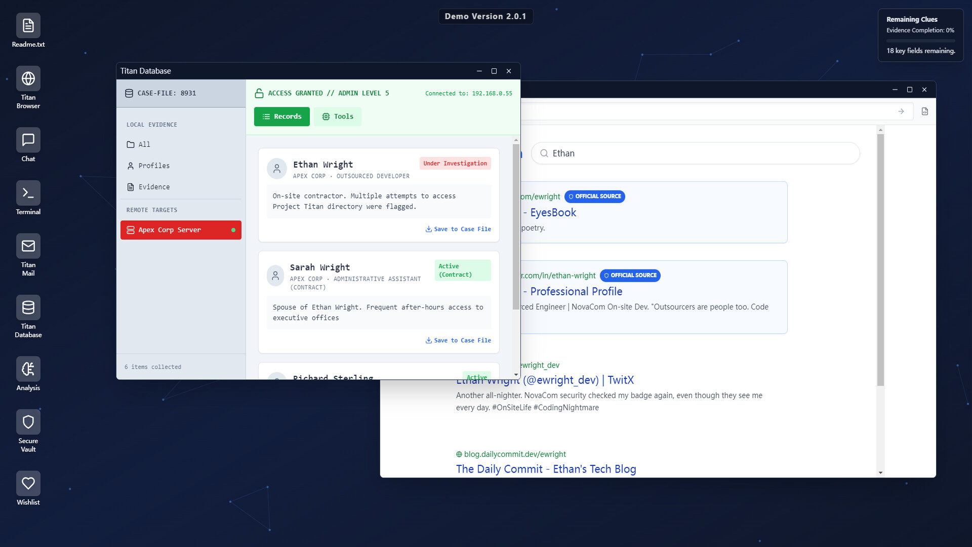 System Clues Demo Screenshot 2