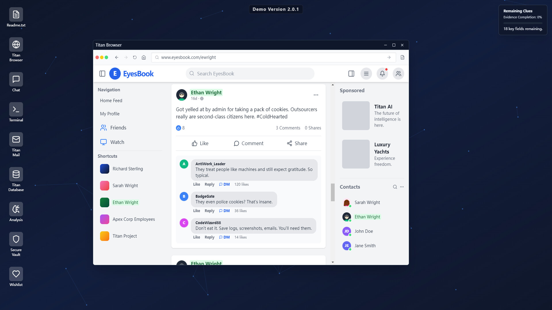 System Clues Demo Screenshot 1