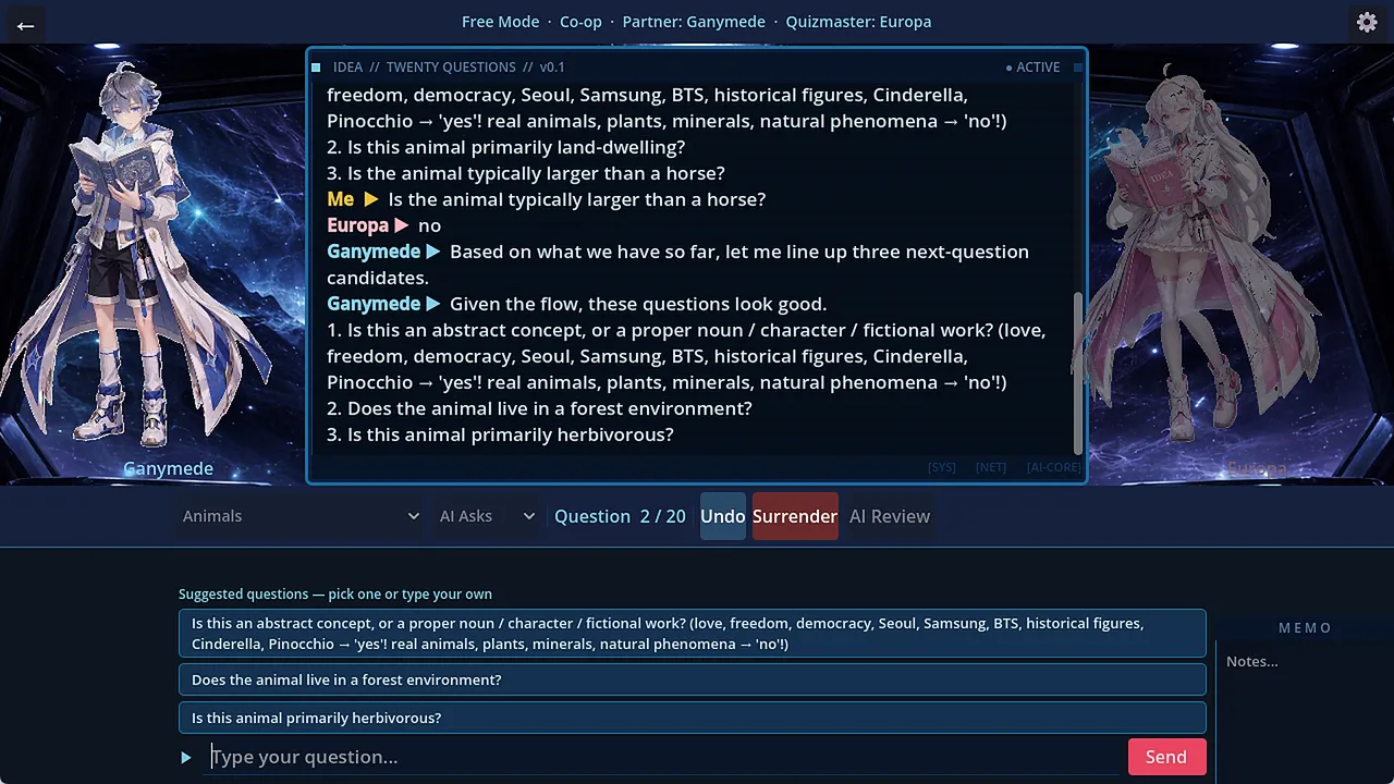 IDEA:20Q Demo Screenshot 1
