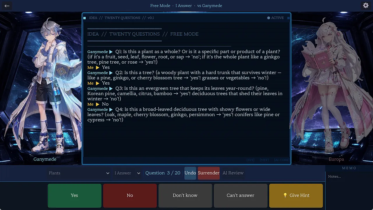 IDEA:20Q Demo Screenshot 2