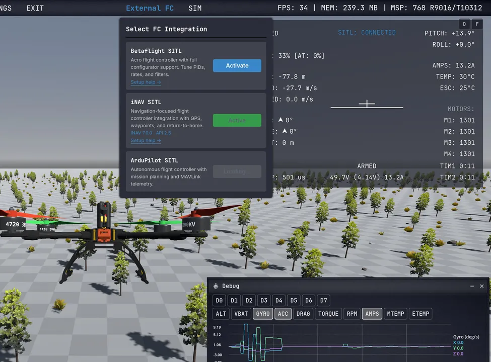 SITL Forge – External FC: iNAV Screenshot 0