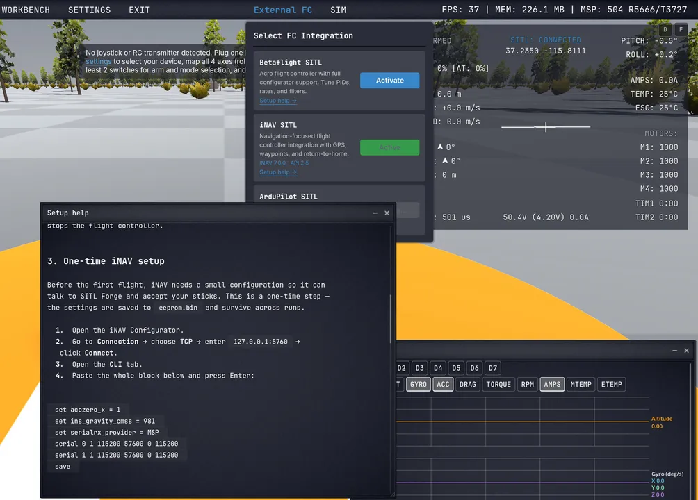 SITL Forge – External FC: iNAV Screenshot 1