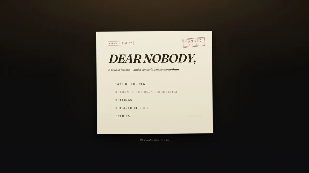 Dear Nobody Screenshot 1
