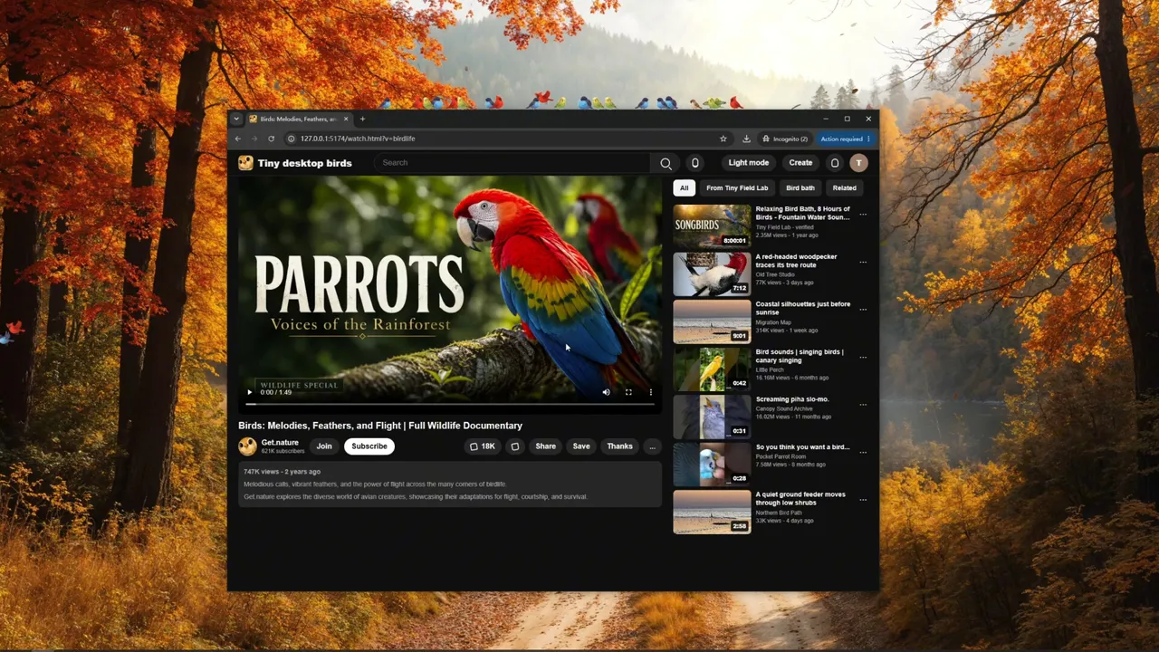 Tiny Desktop Birds Screenshot 1