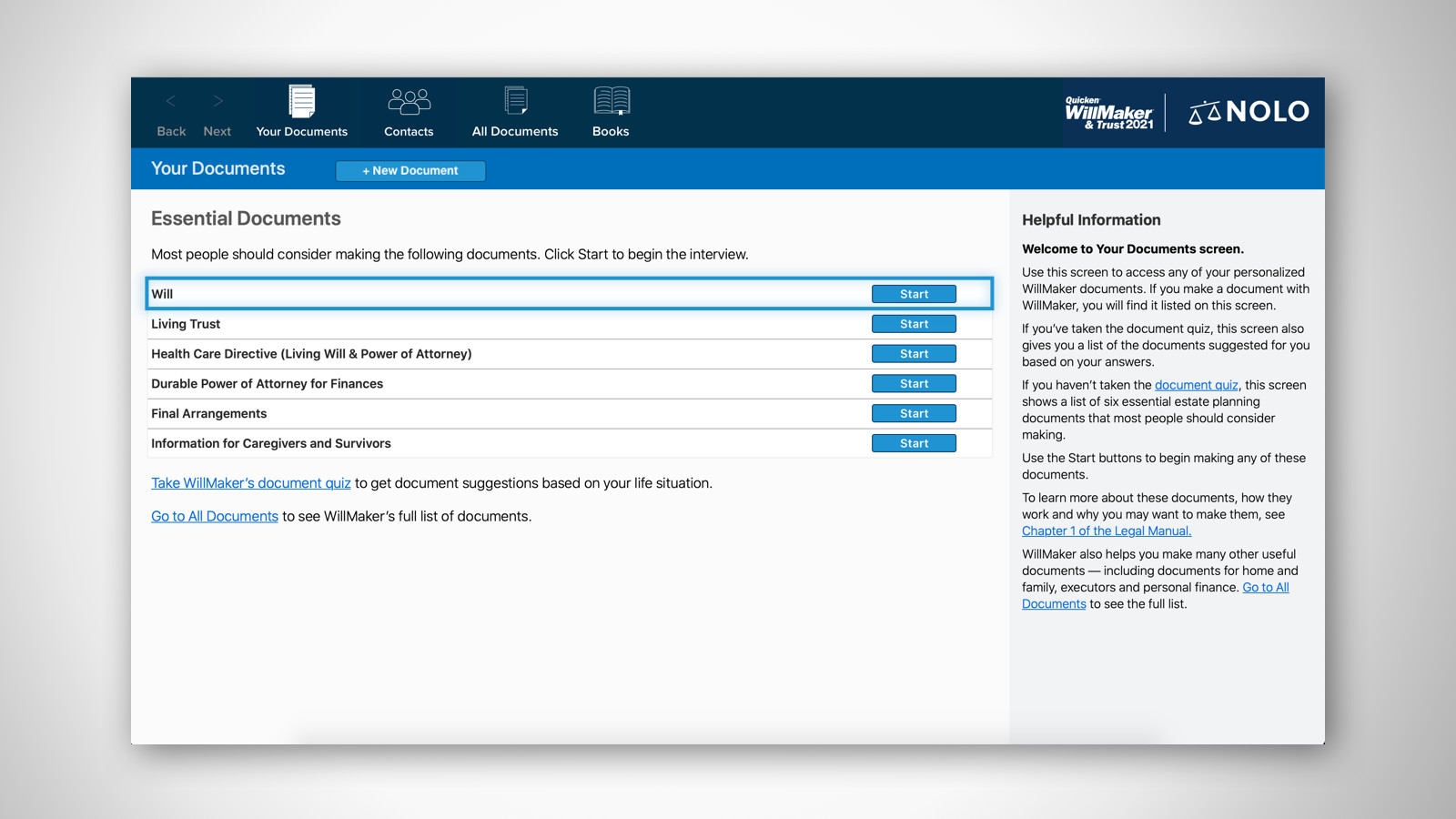 Quicken WillMaker & Trust 2021 Screenshot 1