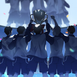 Hold the golden trophy high icon