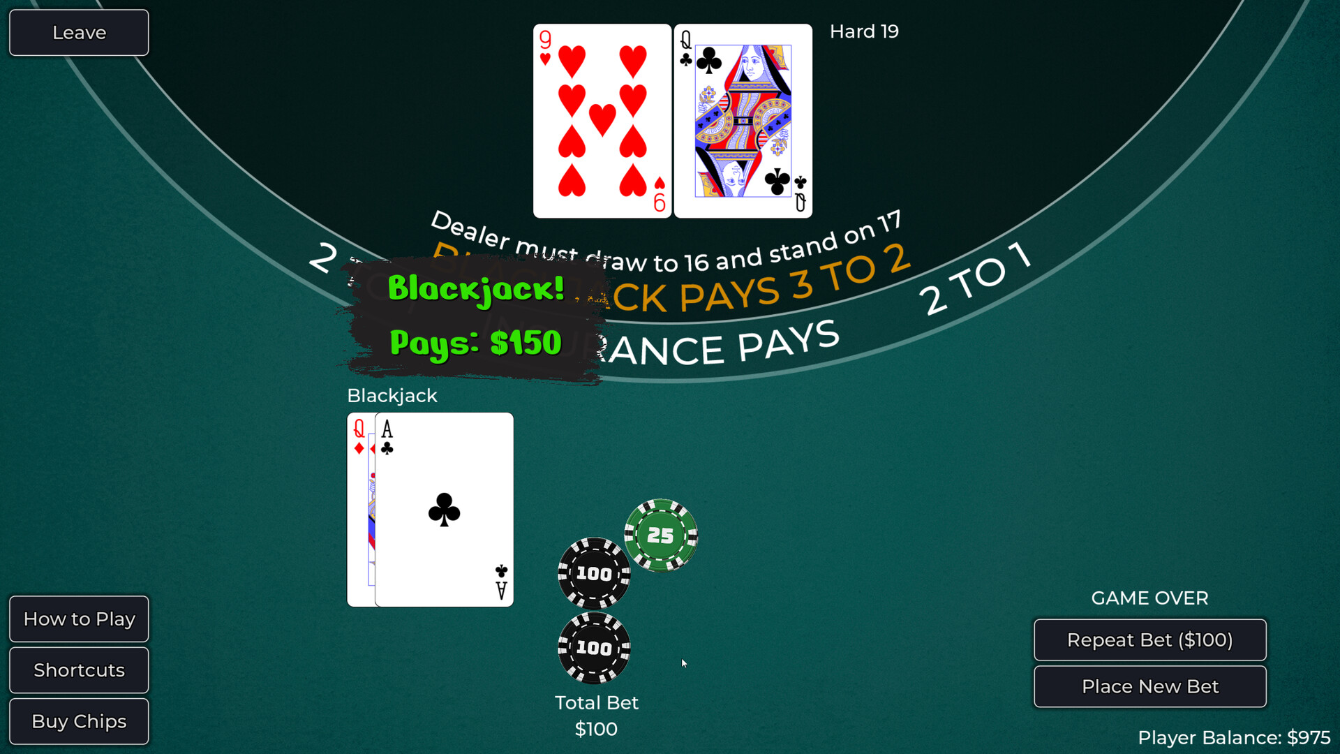 Player vs. Dealer Blackjack Screenshot 2