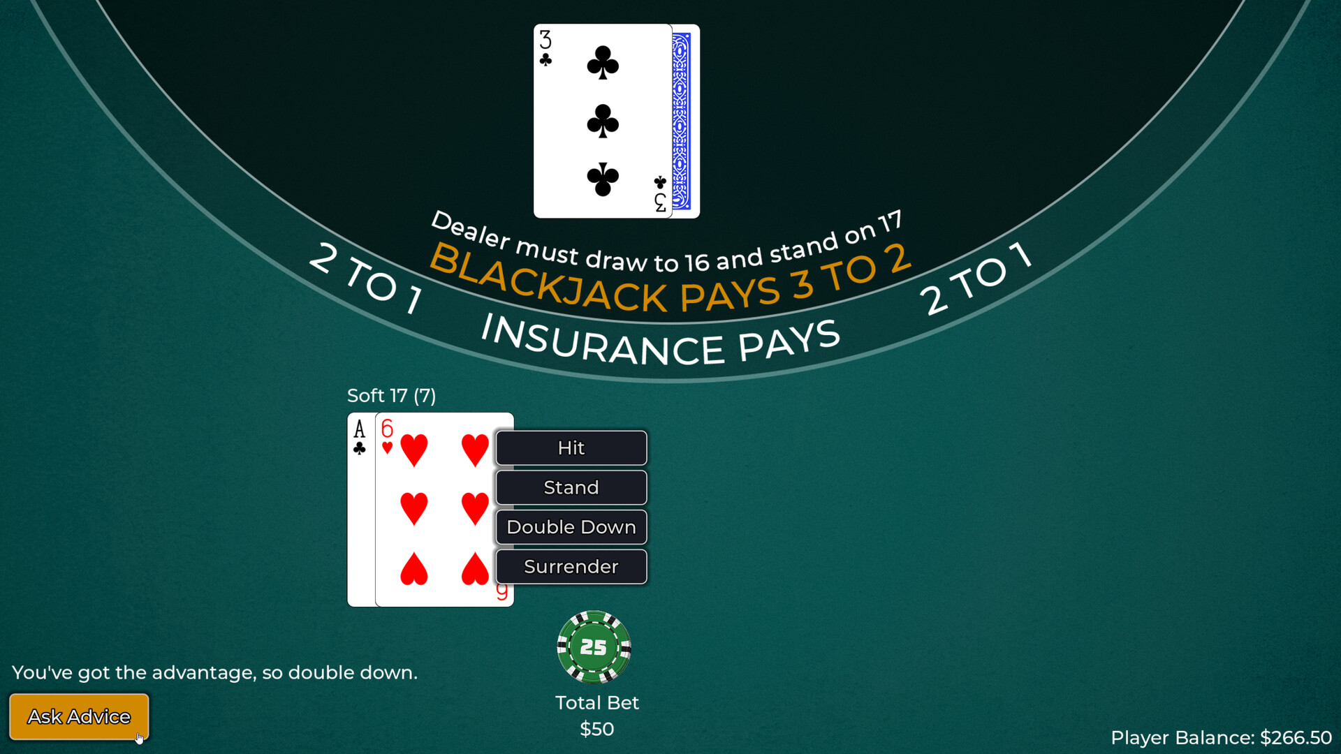 Player vs. Dealer Blackjack Screenshot 4