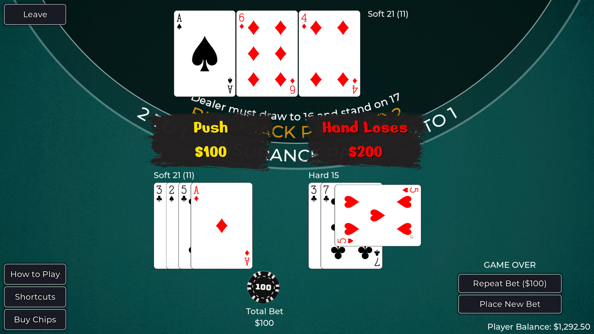 Player vs. Dealer Blackjack Screenshot 11