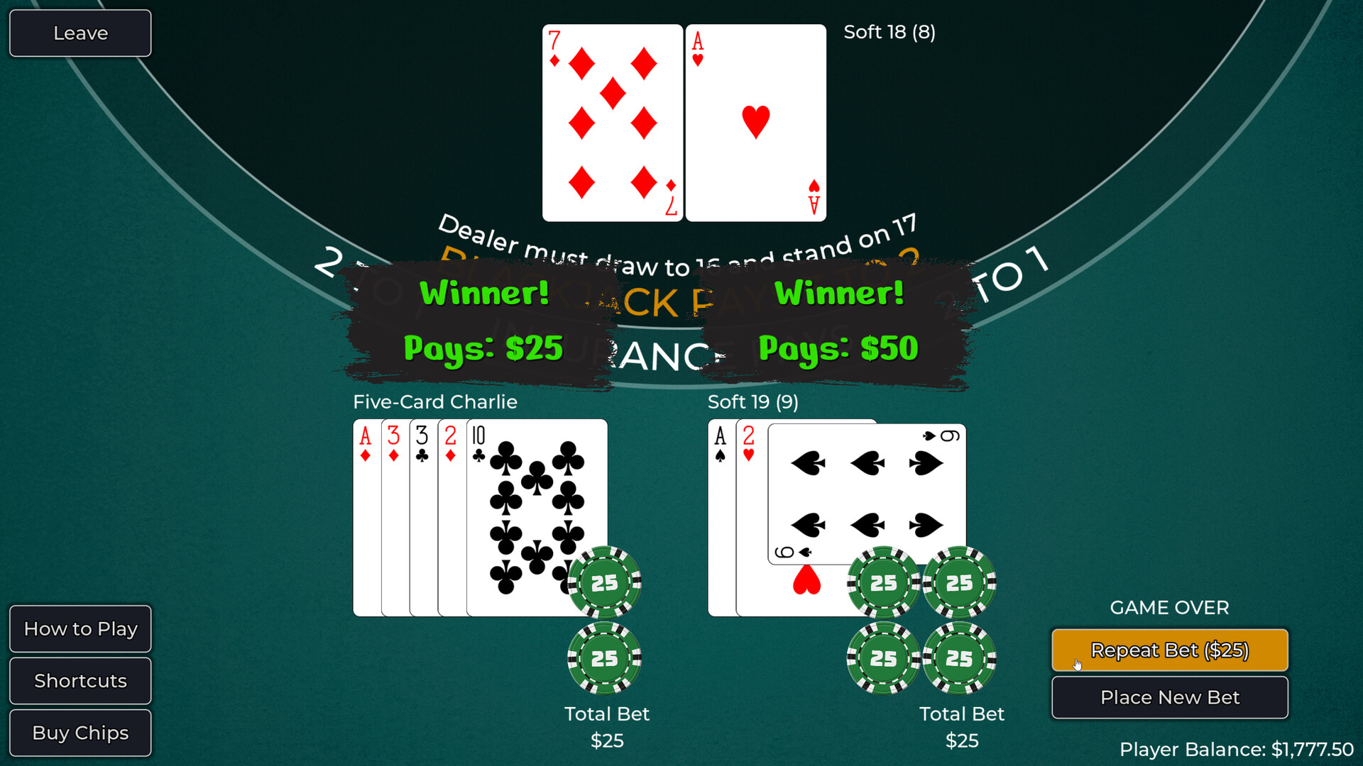 Player vs. Dealer Blackjack Screenshot 15