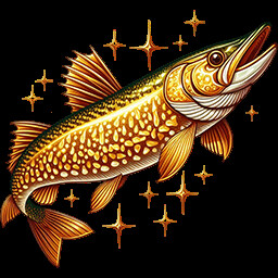 Golden pike trophy icon