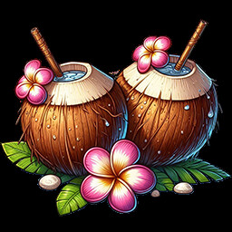 Couple coconut drinks icon