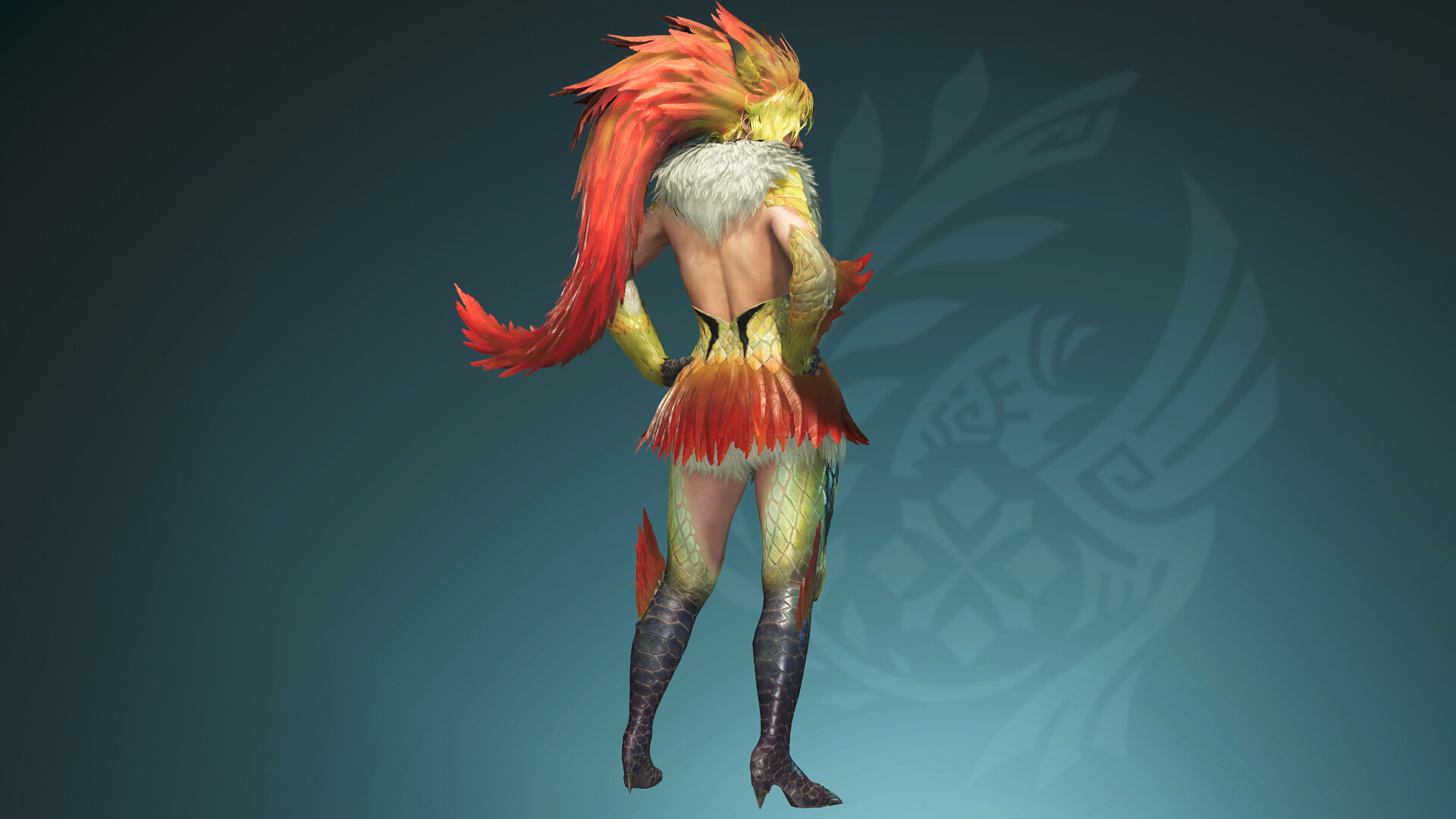 Monster Hunter Wilds - Gemma Outfit: Redveil Seikret Dress Screenshot 0