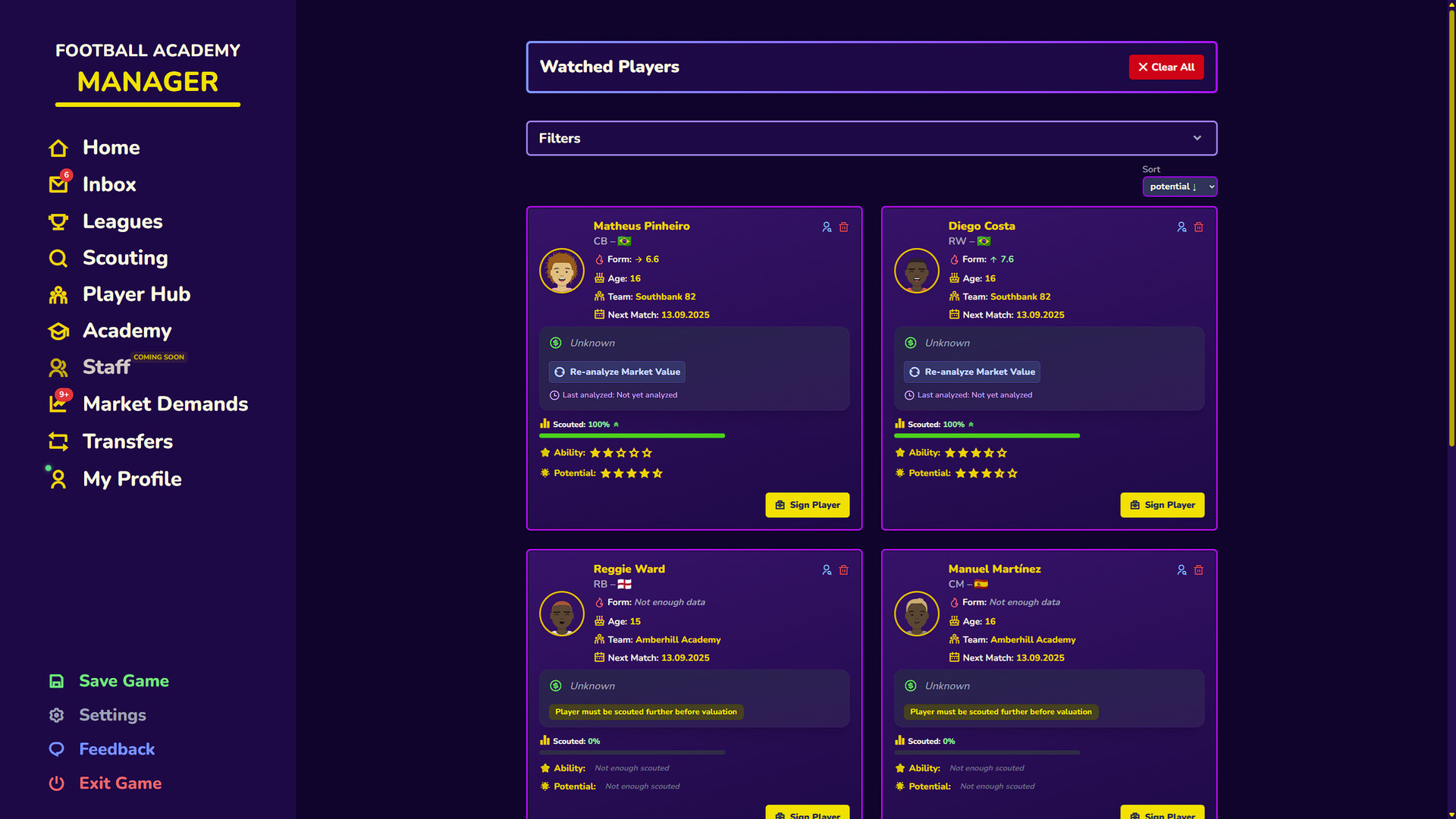 Football Academy Manager Demo Screenshot 6