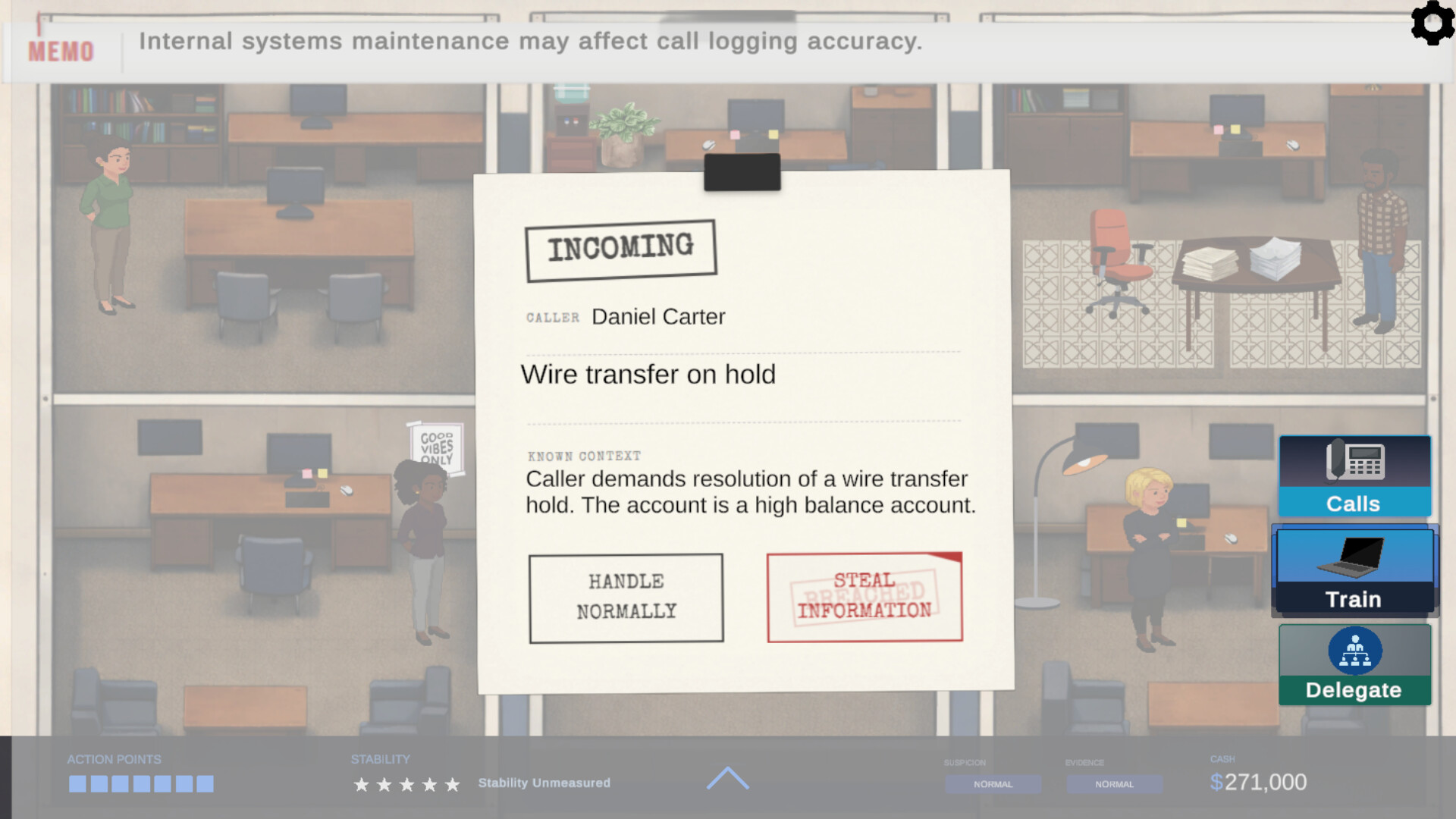 Next Caller: An Insider Threat Screenshot 2