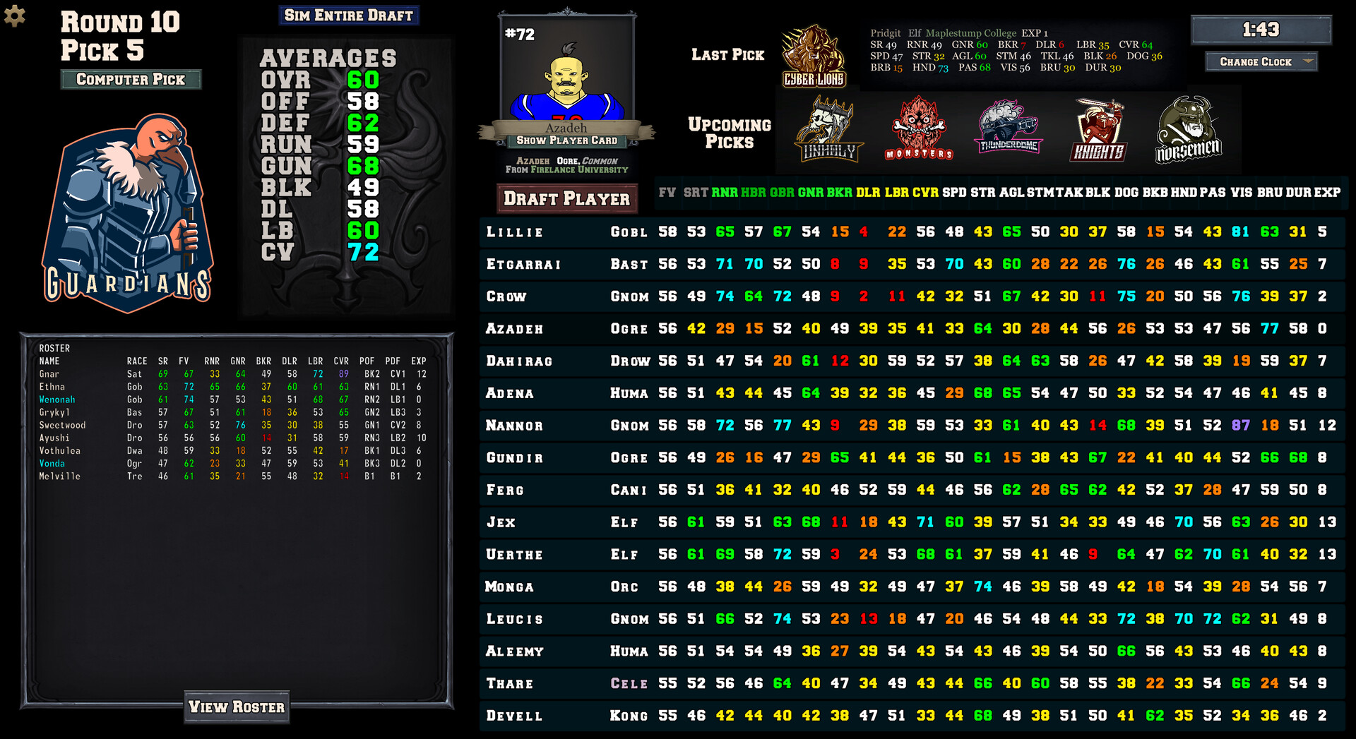 FFFL: Brutalball Manager Screenshot 1