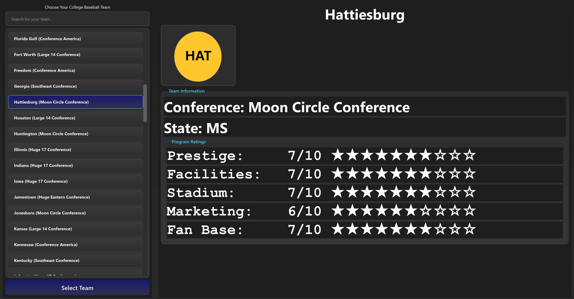 College Baseball: Dynasty Builder Screenshot 2