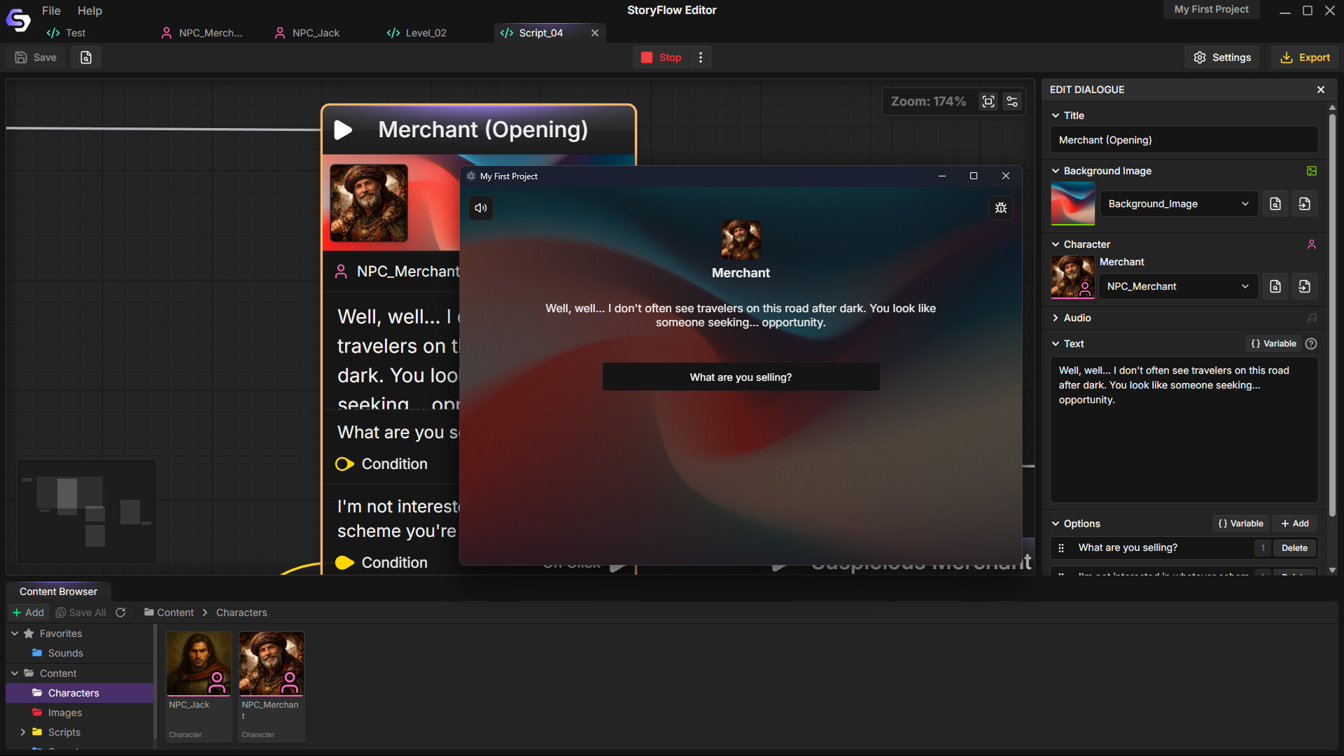 StoryFlow Editor Screenshot 2