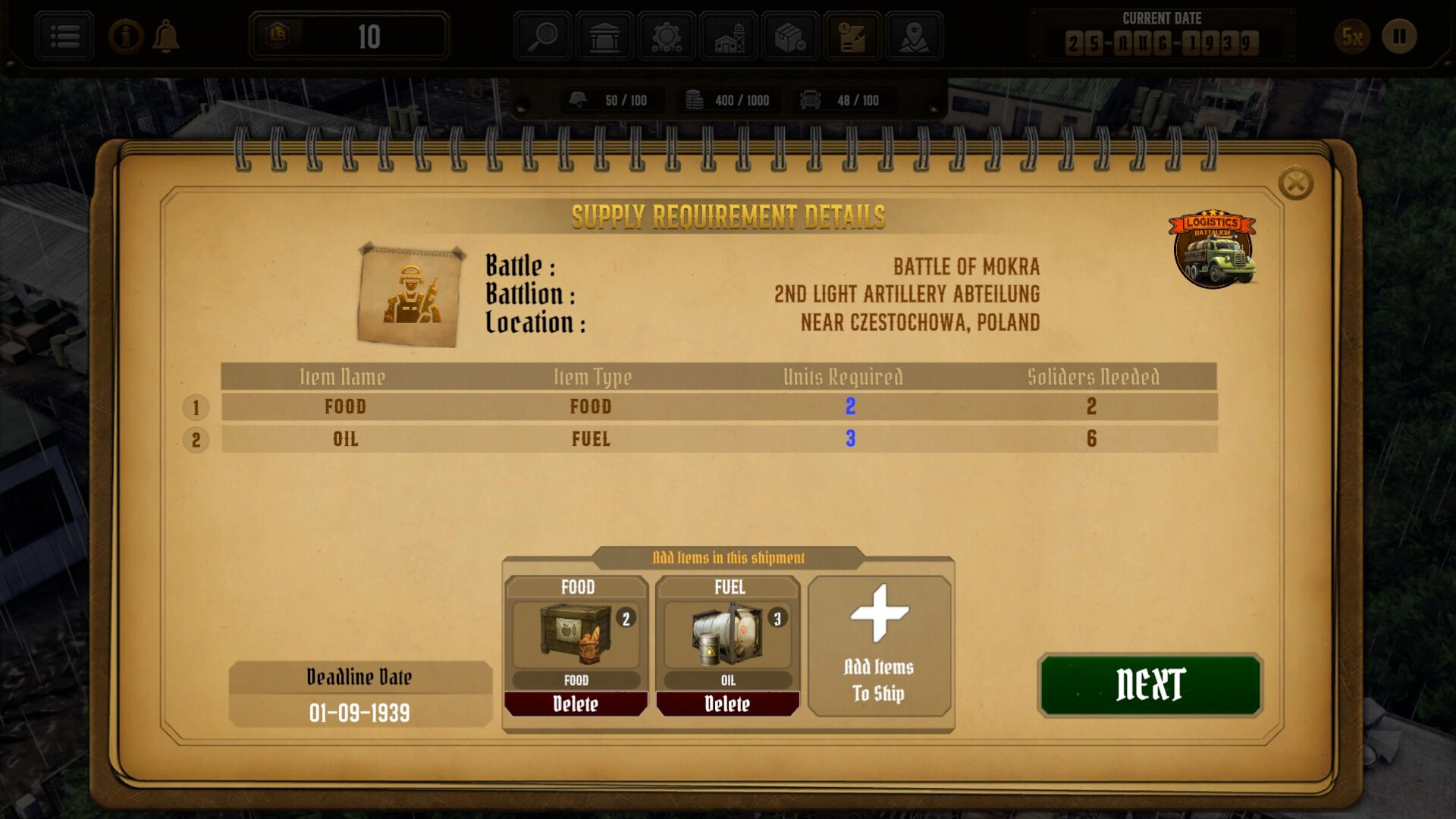 Logistics Battalion Screenshot 2