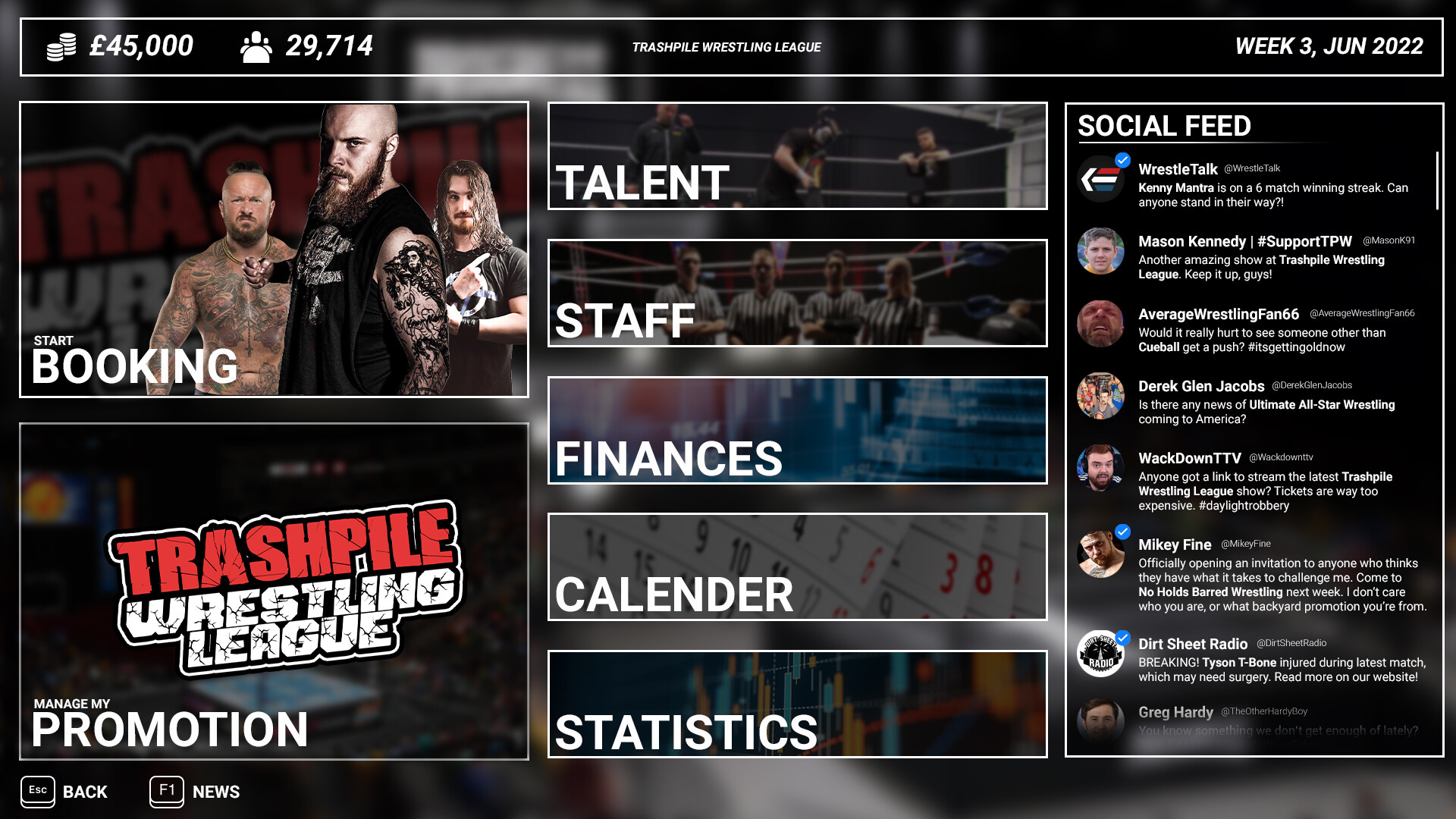 Main Event: Wrestling Manager Screenshot 1
